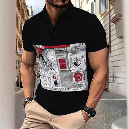 Herren Poloshirt Modern Grafikprint Berlin Style - BerlinGlamour