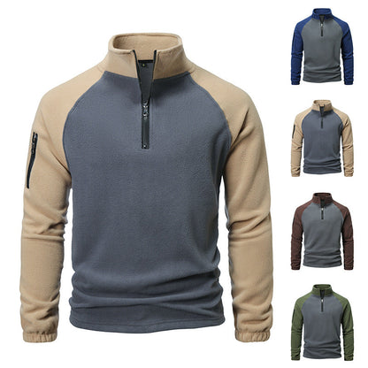 Herren Fleecepullover Warm mit Reißverschluss und Seitentasche - BerlinGlamour
