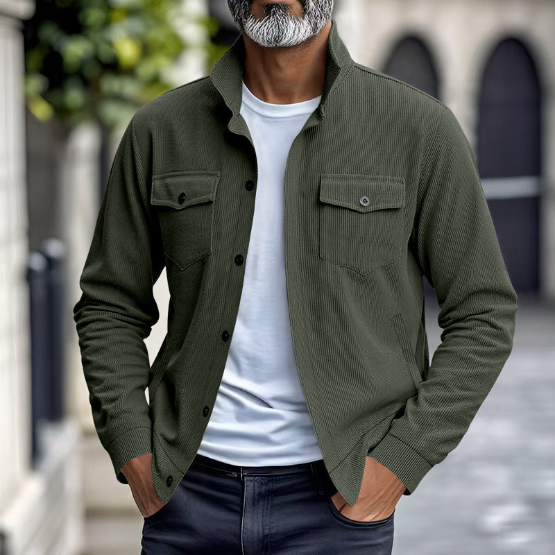 Herren Hemdjacke Lässig Strukturiert Modern