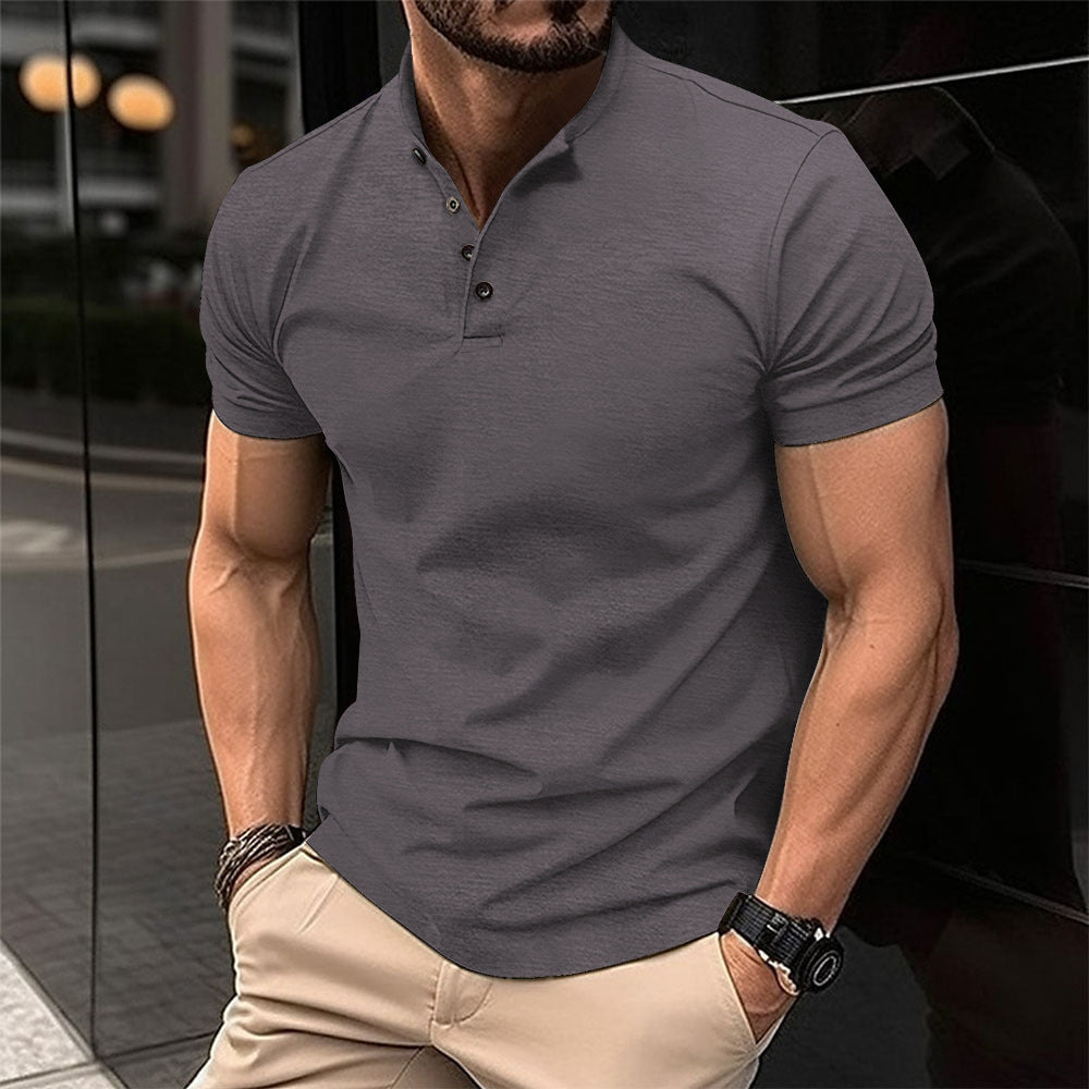 Männer Kurzarmshirt Stehkragen Modern Sommer