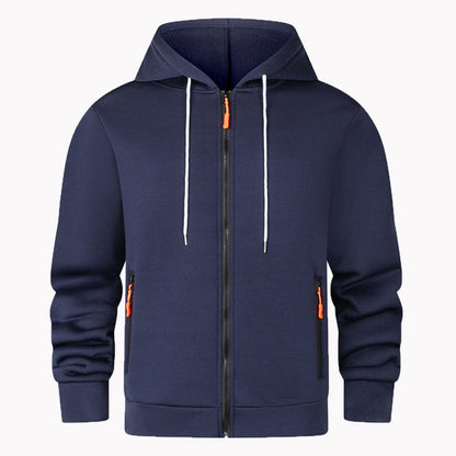Herren Fleece Hoodie Sportlich Reißverschluss Taschen