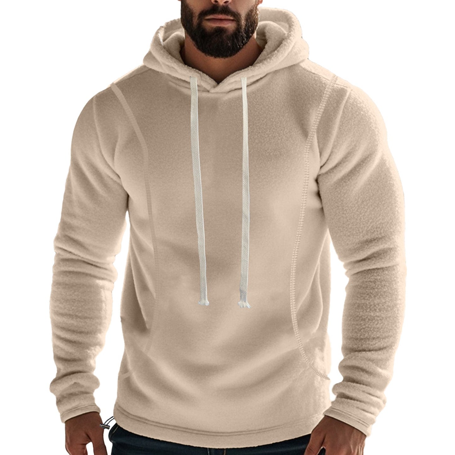 Herren Fleece Pullover Kapuzenjacke Hochkragen Tasche