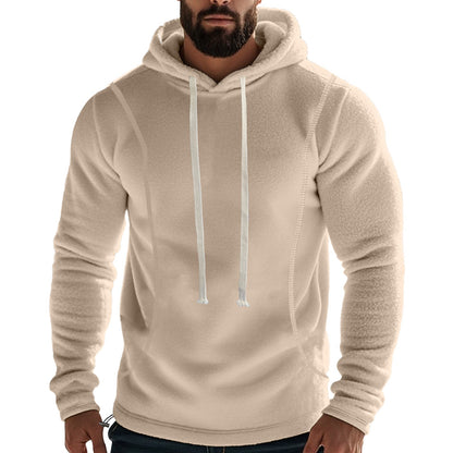 Herren Fleece Pullover Kapuzenjacke Hochkragen Tasche