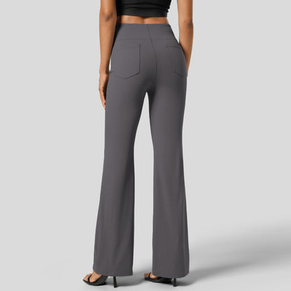 Damen Hohe Schlaghose Elastischer Bund Figurschmeichelnd Slim Fit