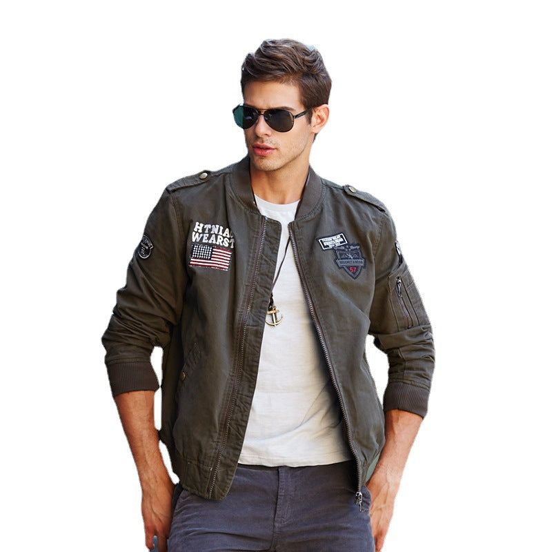 Herren Bomberjacke Modern mit Patches Schwarz