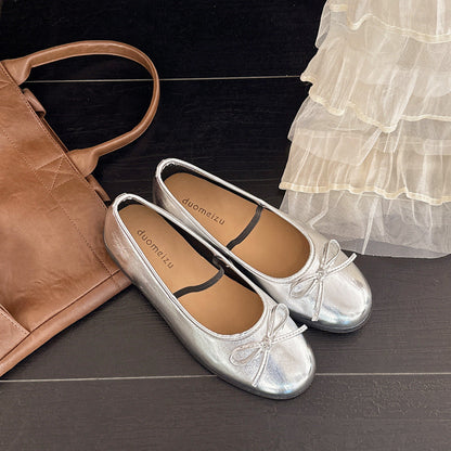 Ballerina Schuhe Damen Bequem mit Schleife