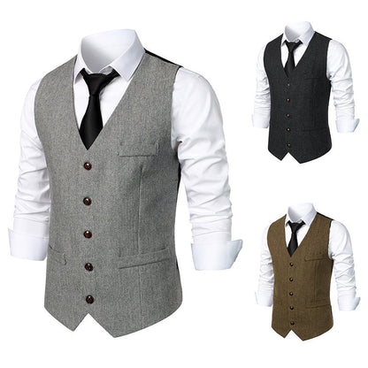 Herren Anzugweste Elegant Hahnentritt Muster Slim Fit - BerlinGlamour