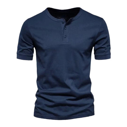 Herren T-Shirt mit Knopfverschluss Weiches Baumwollshirt Modern