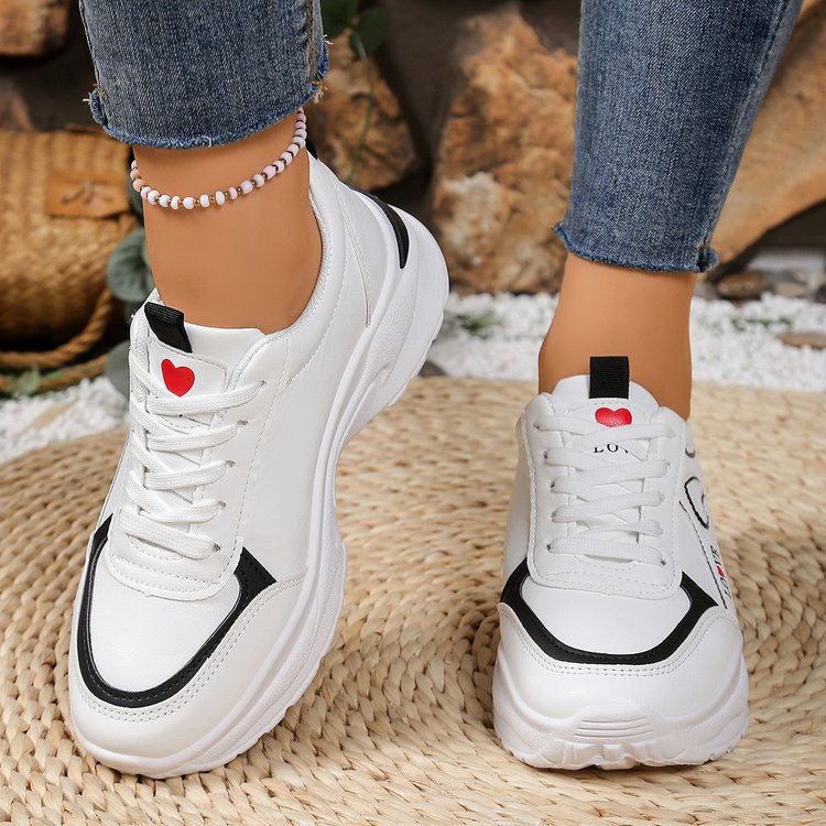Damen Sneaker Herz-Design Weich und Bequem