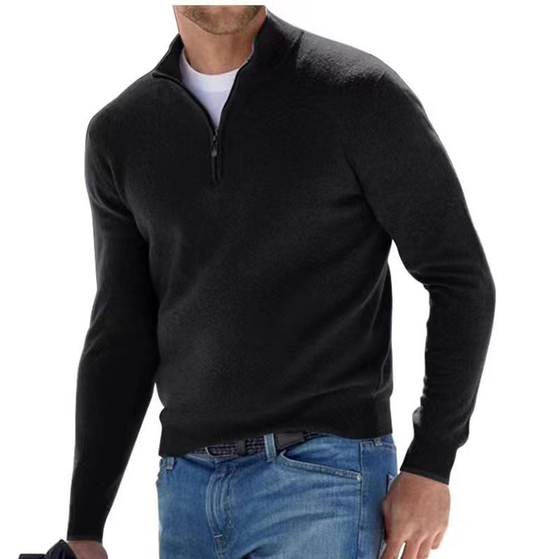 Herren Strickpullover Modern Stehkragen Zipper Pullover