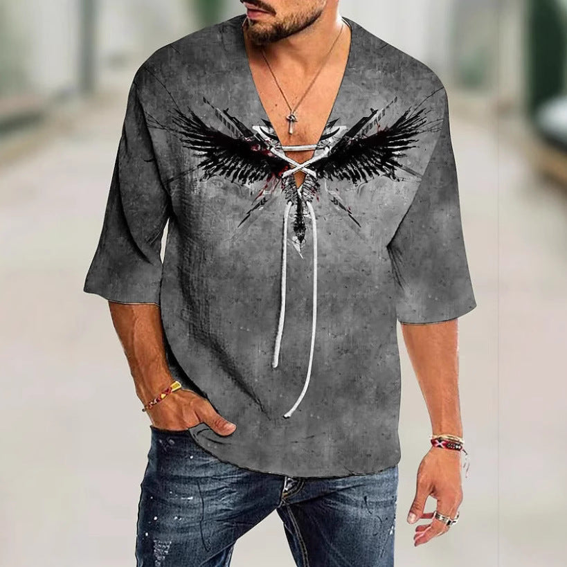 Herren Shirt mit modernem Schnürdesign Graffiti Style