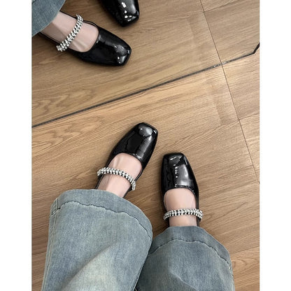 Damen Ballerinas Bequem Funkelnd Mit Riemen