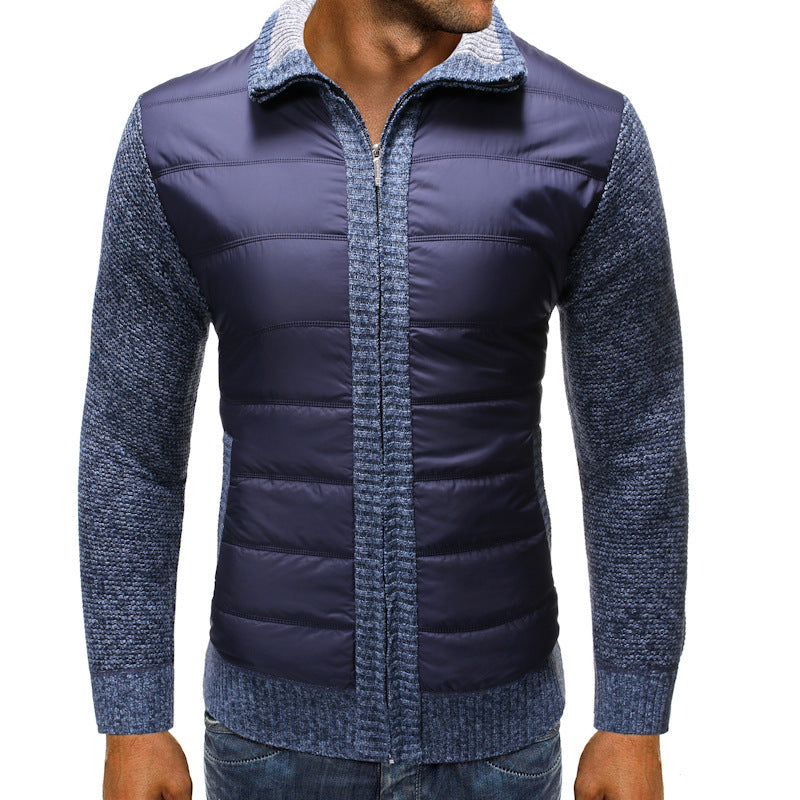 Herren Strickjacke Modern Gesteppt Schwarzwarm