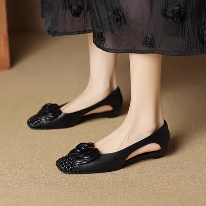 Damen Ballerina Schuhe Offen Fersen Floral Modisch