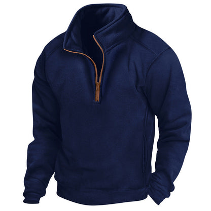 Herren Fleece Pullover Halbzipp mit Struktur Optik Modern