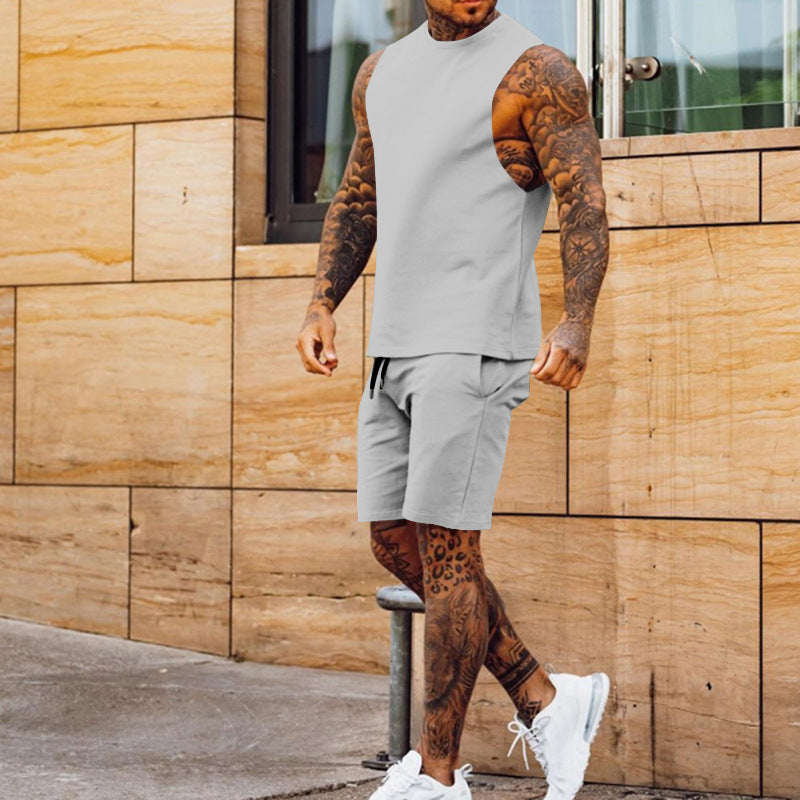 Herren Sportset Tanktop und Shorts Elastischer Bund Sportlich