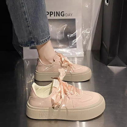 Damen Sneaker Weich Elastisch Schnürsenkel Modisch