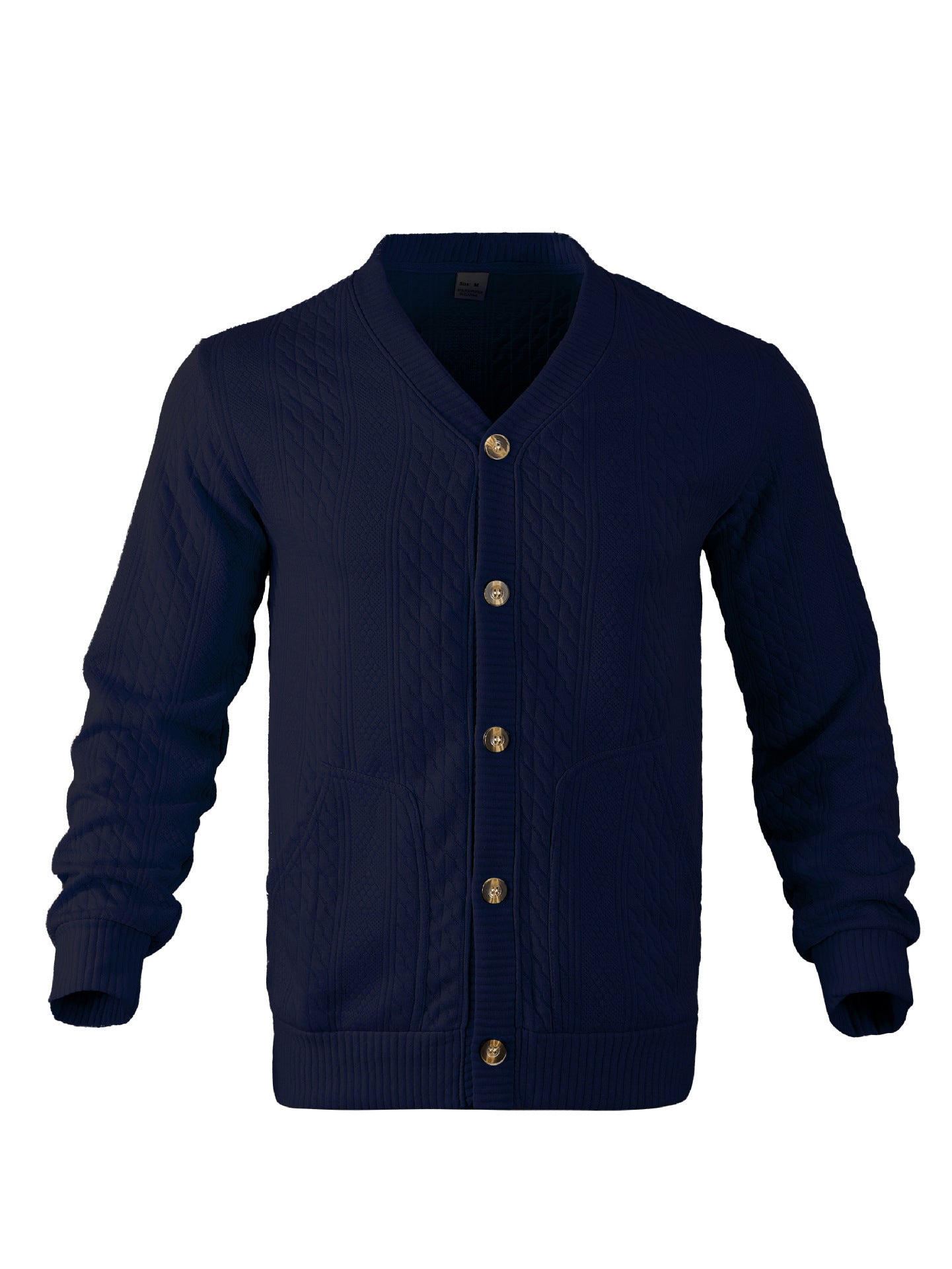 Herren Strickjacke Zopfmuster Modern Schwarz