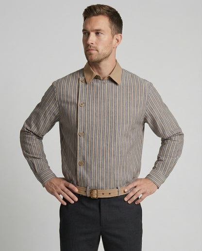 Herren Übergangsjacke Gestreift Asymmetrisch Modern - BerlinGlamour