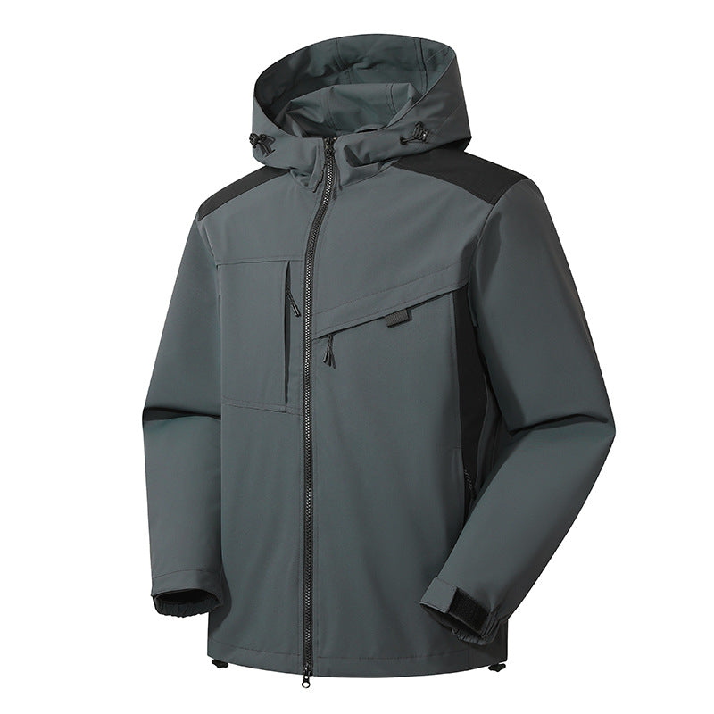 Herren Outdoor-Jacke Wasserdicht mit Kapuze und Reißverschlüssen