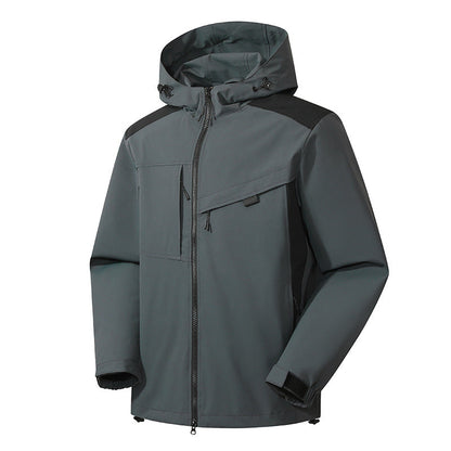 Herren Outdoor-Jacke Wasserdicht mit Kapuze und Reißverschlüssen