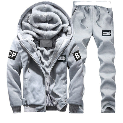 Herren Trainingsanzug Sportlich Warm mit Fleecefutter