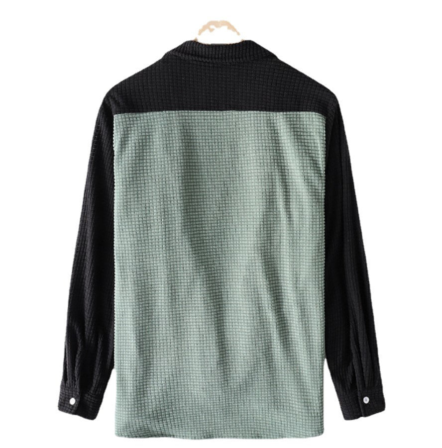 Herren Hemd Waffelpiqué Modern Mit Farbkontrast