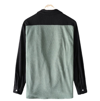 Herren Hemd Waffelpiqué Modern Mit Farbkontrast