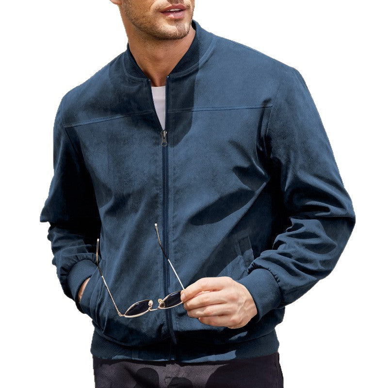 Herren Bomberjacke Leder Optik Weich Schwarz