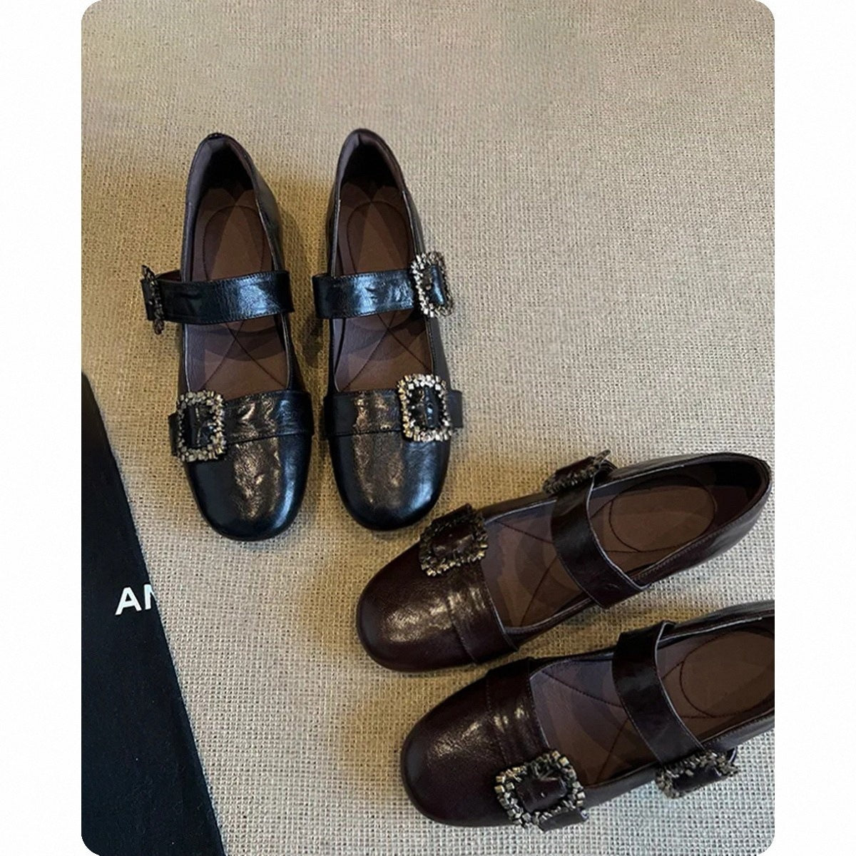 Elegante Damen Ballerinas mit Schnallen Schwarz Modisch