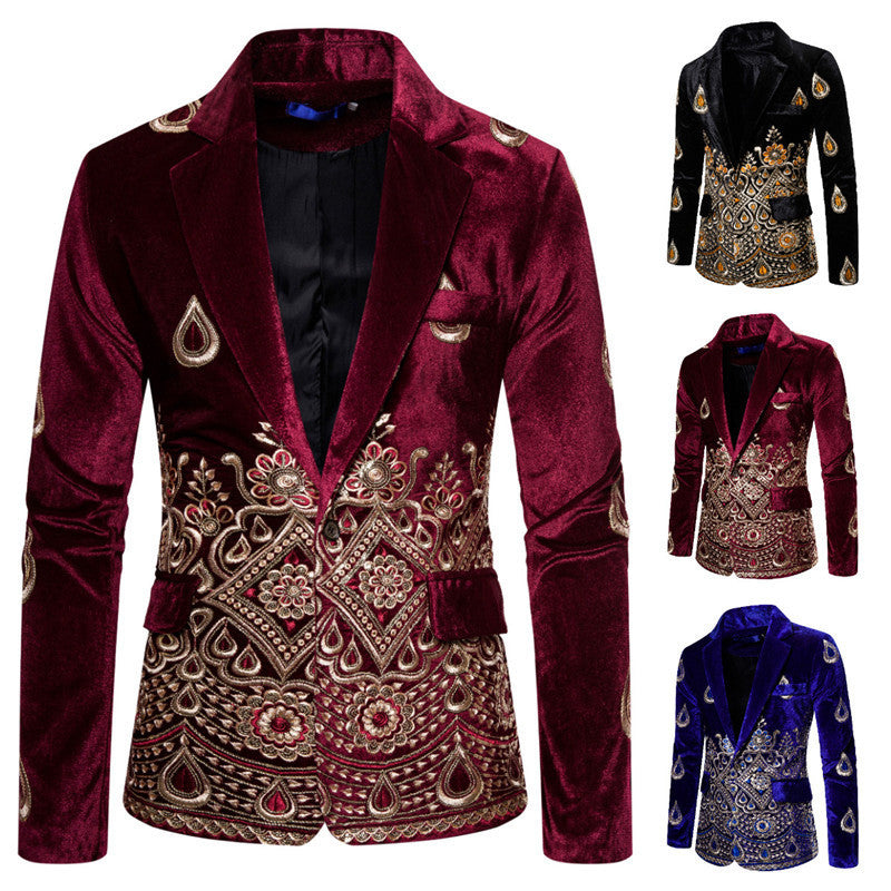 Maßgeschneiderter Samt Blazer Herren Elegant Schwarzer Anzug - BerlinGlamour