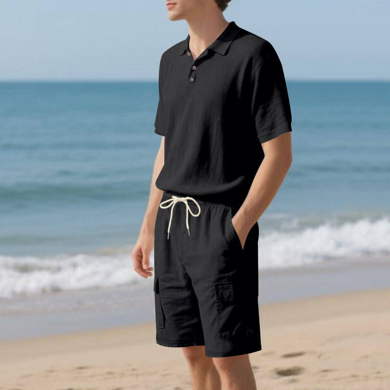 Herren Poloshirt und Badeshorts mit Taschen Sommer