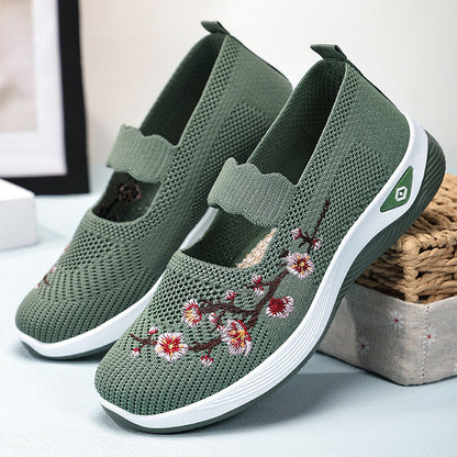Damen Sneaker Sportlich Slip-On Schuhe mit Stickerei