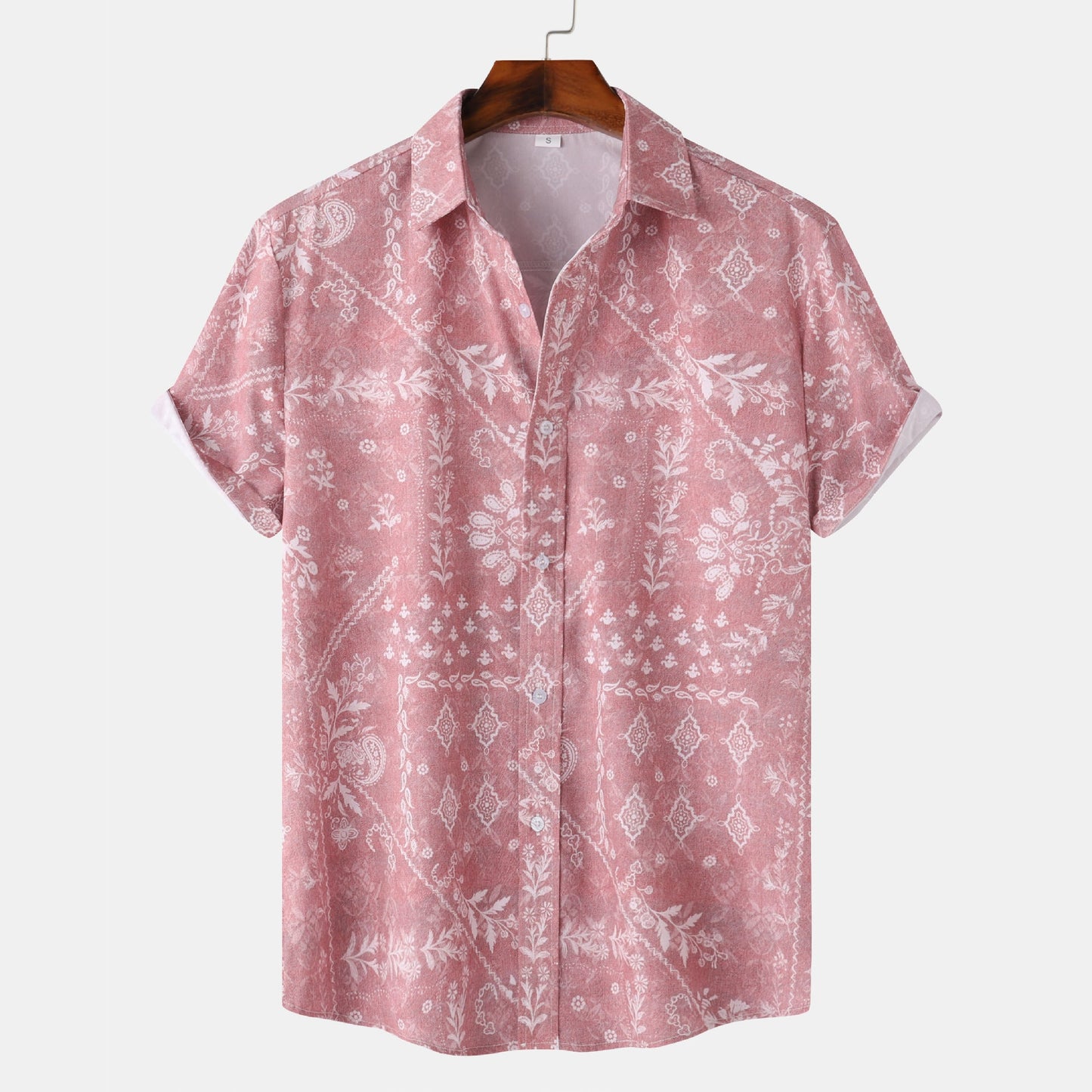 Herren Kurzarmhemd Modern Floral Leger