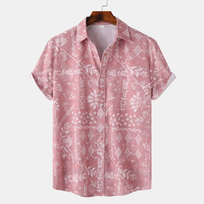 Herren Kurzarmhemd Modern Floral Leger