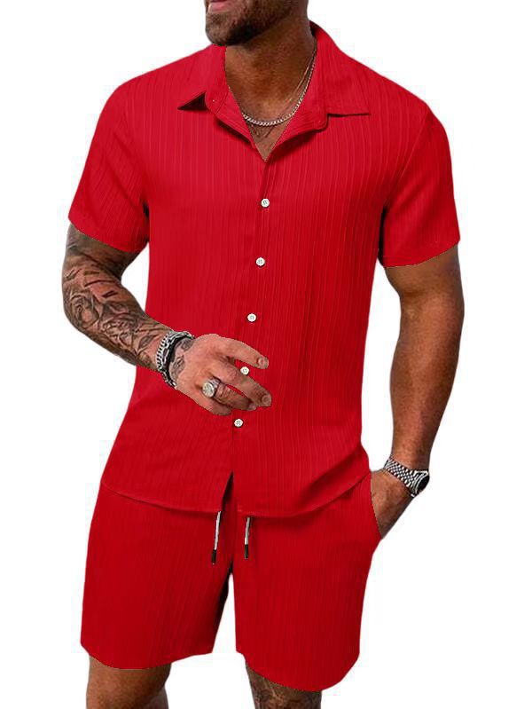 Herren Kurzarm Set Sportlich Modern Struktur