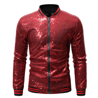 Herren Sportjacke Glitzernd mit Reißverschluss Elastisch