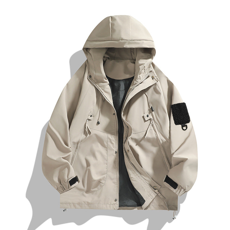 Herren Outdoor-Jacke Leicht Wasserdicht Mit Verstellbarem Kragen