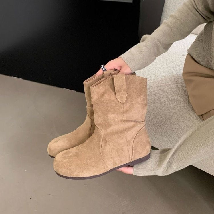 Damenstiefel Elegante Veloursleder Rutschfest Schuhe