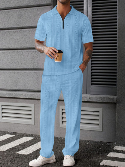 Herren Freizeitanzug Modern mit Reißverschluss und Strukturdetail