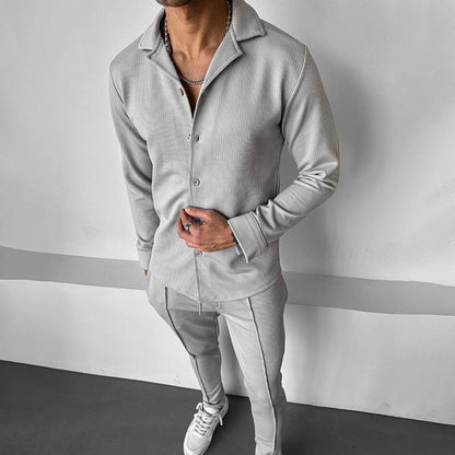 Herren Hemd Langarm Elegantes Strukturiert Modern