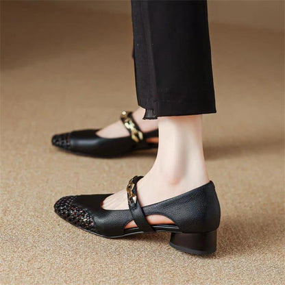 Damen Ballerinas Elegante Riemchen Schuhe Absatz