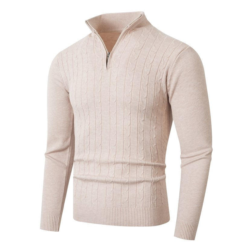 Strickpullover Herren mit Reißverschluss und Struktur Optik