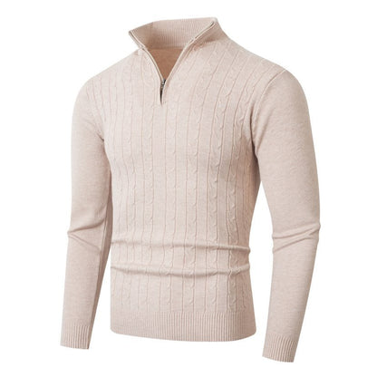 Strickpullover Herren mit Reißverschluss und Struktur Optik