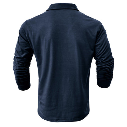 Herren Poloshirt Langarm Moderner Stehkragen Slimfit