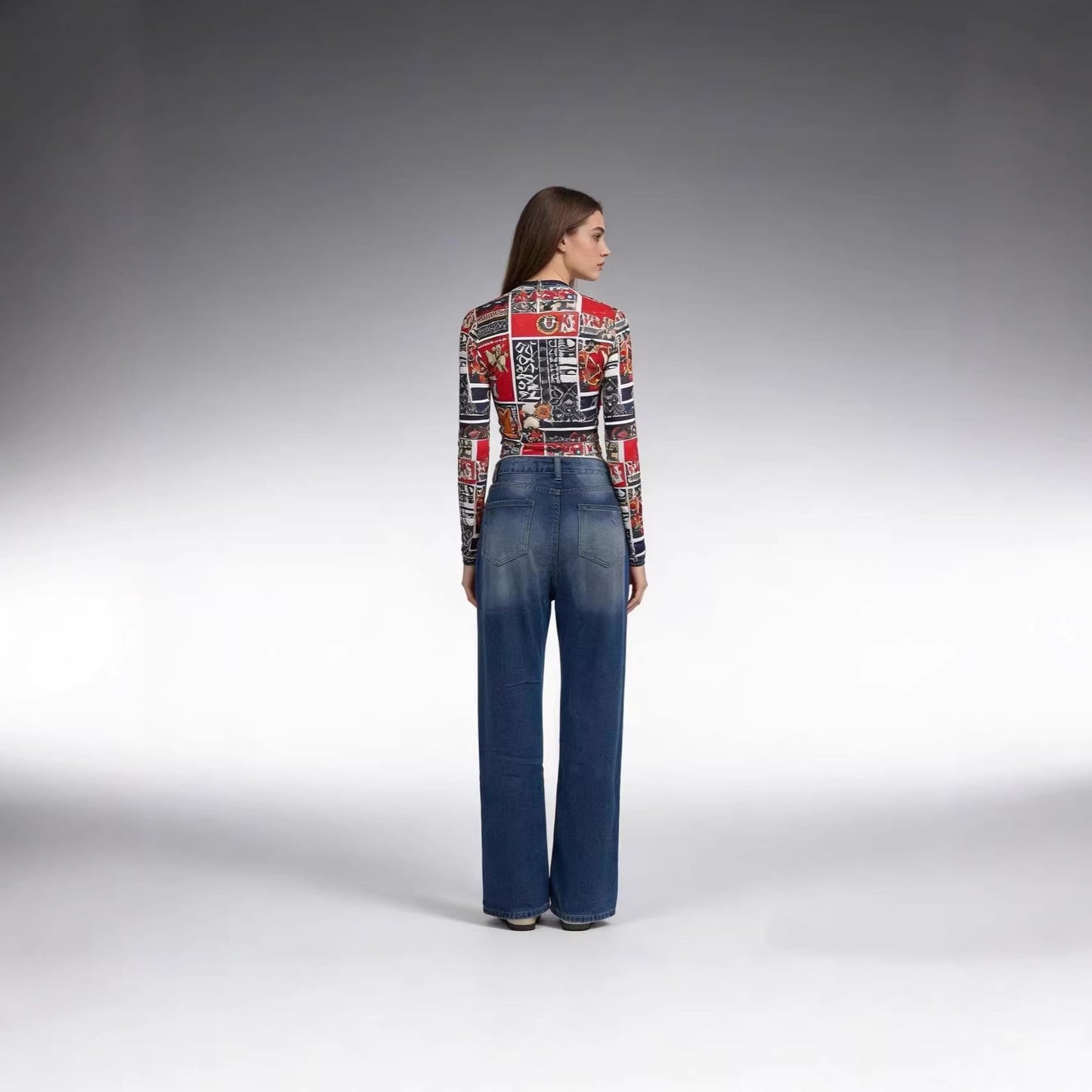 Weite Damen Jeans Ripped High Waist