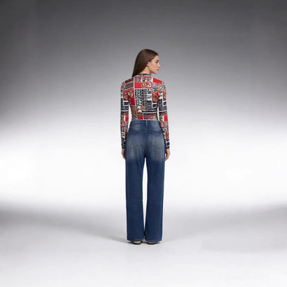 Weite Damen Jeans Ripped High Waist