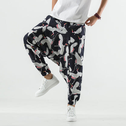 Herren Haremshose Modern Lässig Elastisch Mit Druck - BerlinGlamour