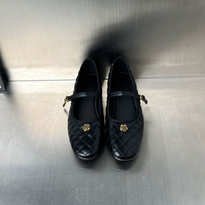 Damen Ballerinas Elegant Bequem Riemen Schuhe