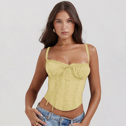 Damen Top mit Rüschendetails und verstellbaren Trägern Elegant